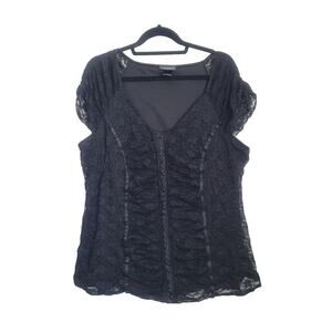 Vintage Y2K Lane Bryant Lace Corset Top Plus Size 22/24 Black Goth Vampy Witchy